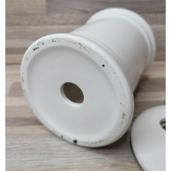 Pottery Barn Ceramic Text Bathroom Set Lotion Toothbrush Holder Canister Retired - Picture 13 of 14